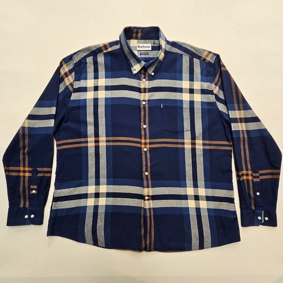 Barbour Tailored Fit Flannel Button Down XXL - Picture 2 of 7